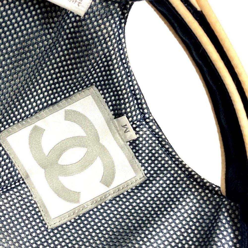 CHANEL Sports CC CC Mark logo hat cap baseball cap cotton Navy/Red - Picture 8 of 16